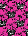 Hot Pink Black Floral Swirl Rug