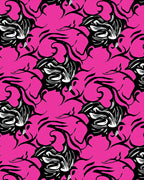 Hot Pink Black Floral Swirl Rug