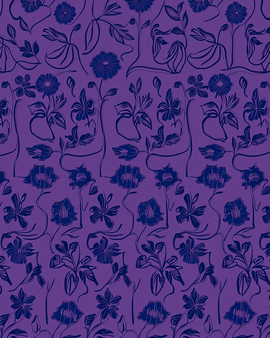 Bold Floral Sketch Pattern Rug