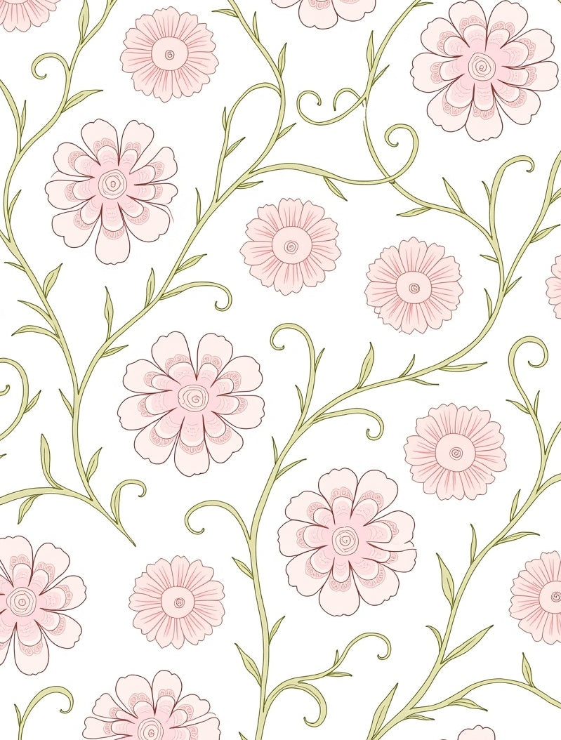 Vintage Pastel Pink Floral Vine Rug