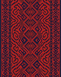 Bold Red and Blue Geometric Tribal Design Rug