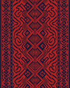 Bold Red and Blue Geometric Tribal Design Rug