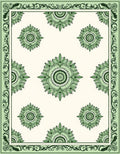Mint Green Floral Medallion Border Rug