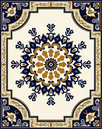 Ornate Medallion Flower Pattern Rug