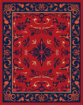 Red Indigo Floral Symmetry Rug