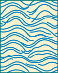 Abstract Blue Line Wave Pattern Rug