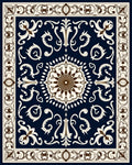 Ornate Floral Medallion Dark Blue Runner Rug