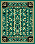 Teal Black Cream Ornamental Arabesque Rug