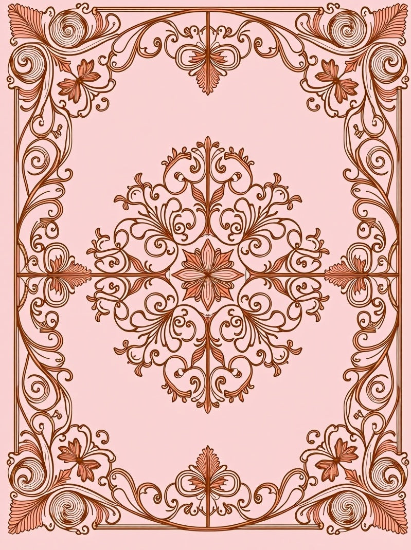 Ornate Flourish Scrollwork Floral Pattern Rug