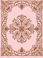 Ornate Flourish Scrollwork Floral Pattern Rug