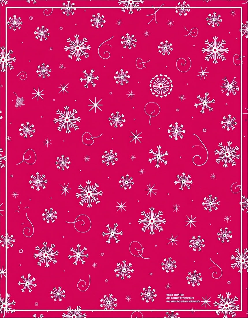 Festive White Snowflake Pink Background Rug