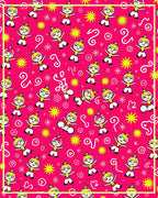 Pink Whimsical Figure Starburst Swirls Rug