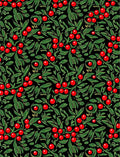 Vibrant Red Berry Leaf Garland Rug