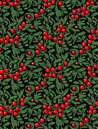 Vibrant Red Berry Leaf Garland Rug