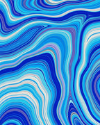 Blue Fluid Marble Swirl Rug