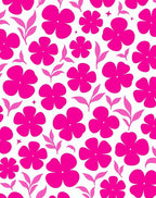 Bold Fuchsia Floral Leaf Pattern Rug