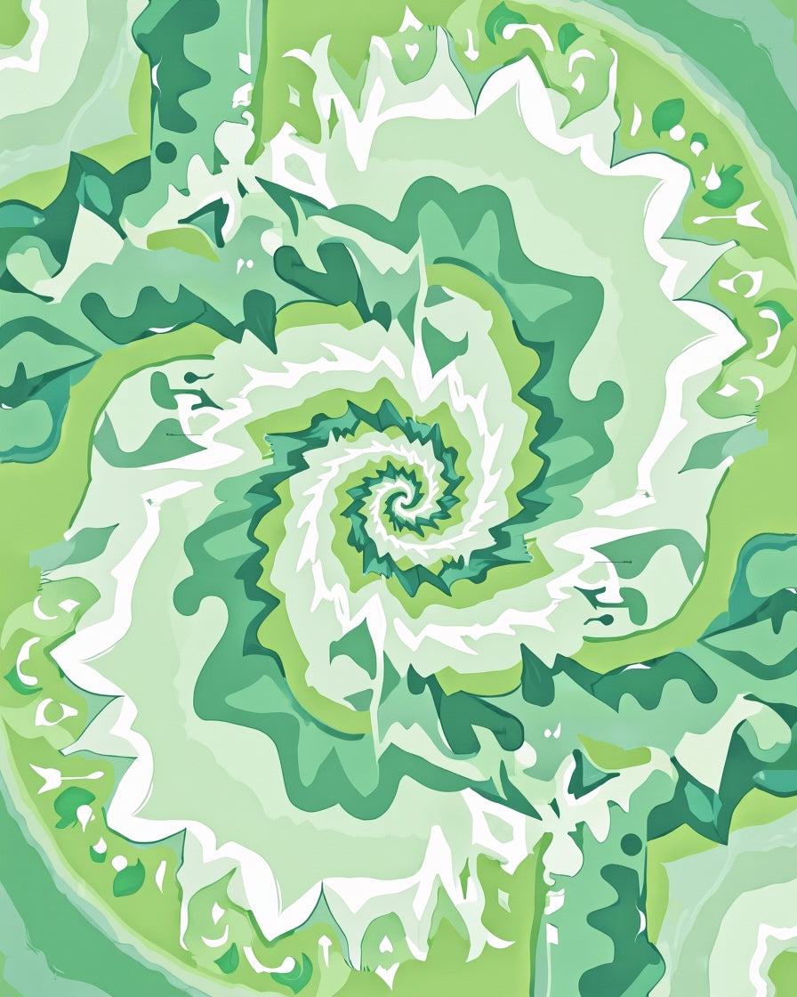 Emerald Green Abstract Spiral Swirl Rug