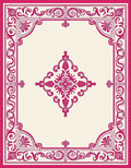 Ornate Pink Floral Medallion Border Rug