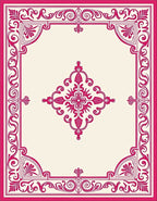 Ornate Pink Floral Medallion Border Rug