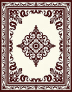 Elegant Scrollwork Medallion Traditional Design Rug
