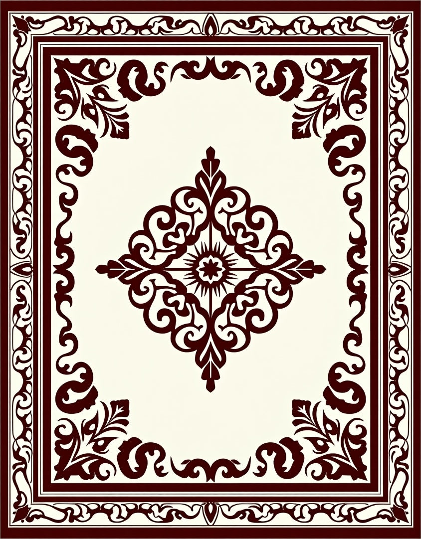 Elegant Scrollwork Medallion Traditional Design Rug
