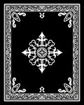 Elegant Black White Floral Motif Rug
