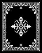 Elegant Black White Floral Motif Rug