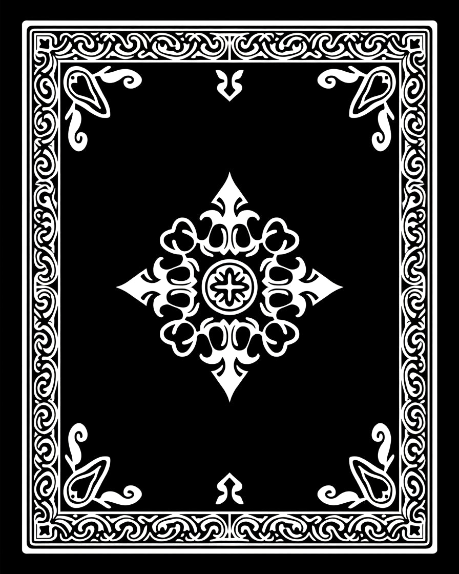 Elegant Black White Floral Motif Rug