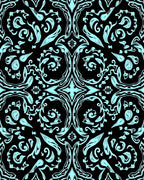 Ornate Light Blue Floral Pattern Rug