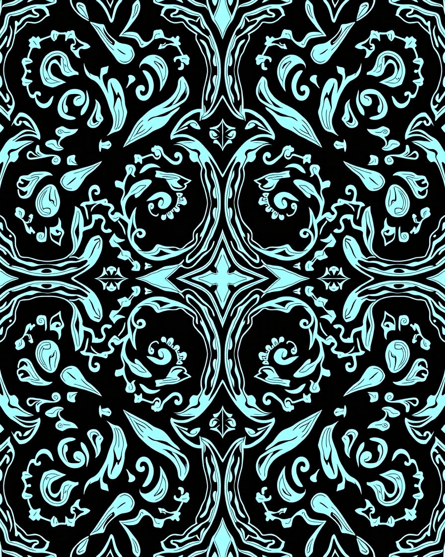 Ornate Light Blue Floral Pattern Rug