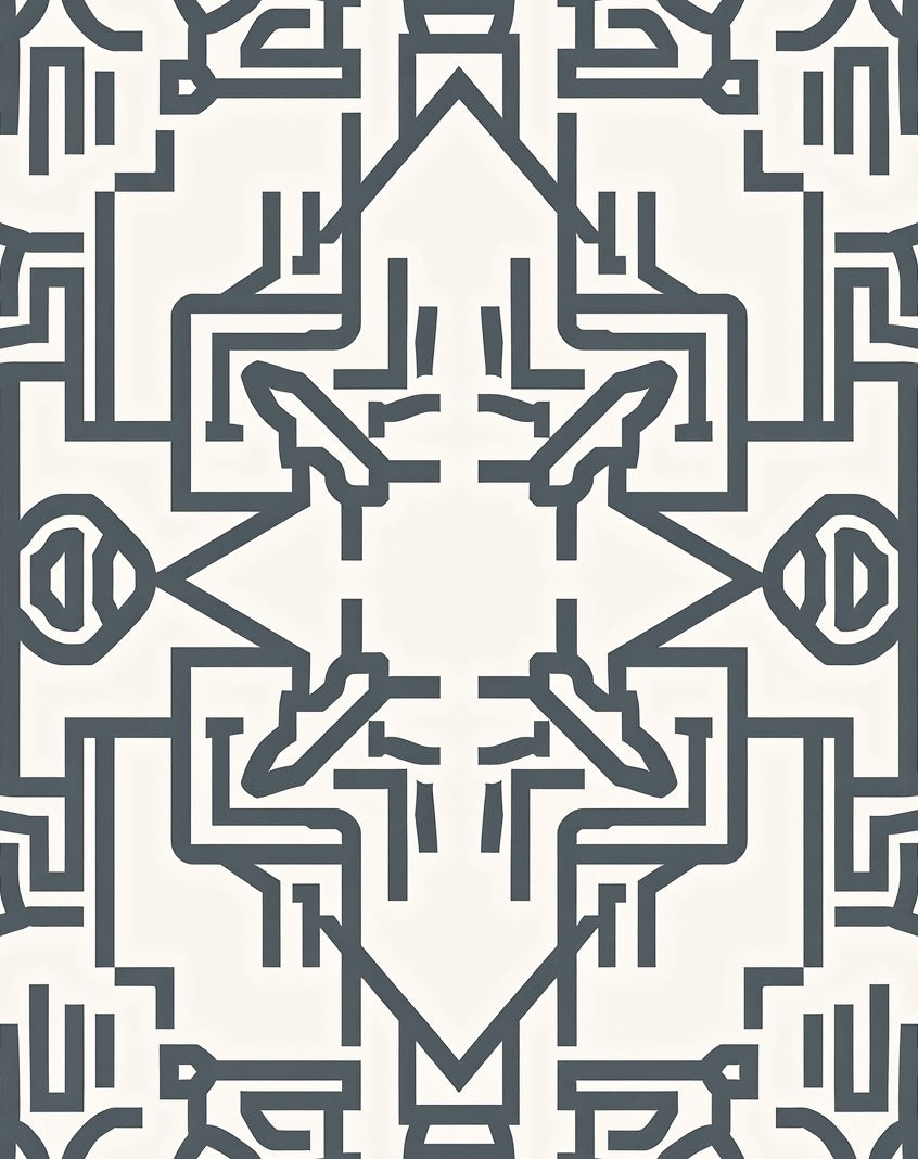 Modern Maze Geometric Pattern Rug