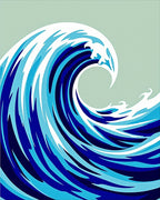 Dynamic Blue Wave Abstract Pattern Rug