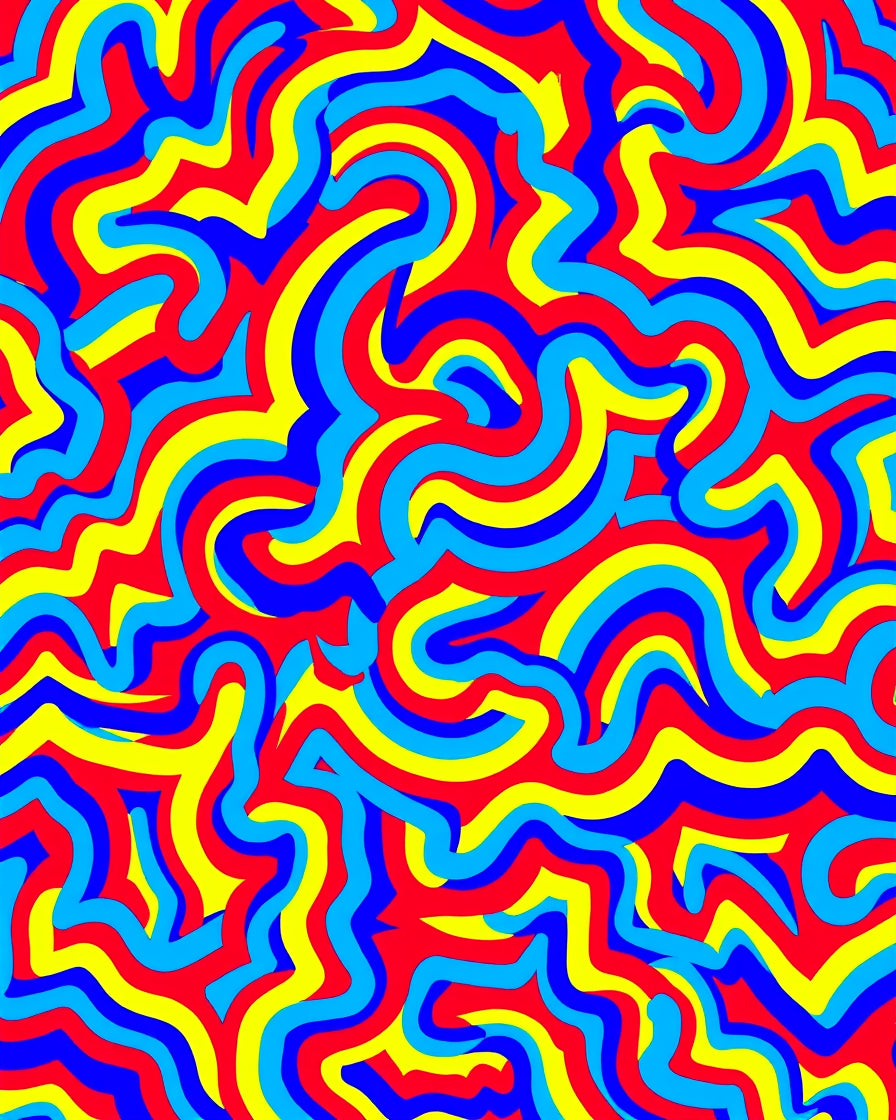 Bright 3 Color Swirl Abstract Pattern Rug