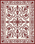 Ornate Scrollwork Botanical Pattern Rug