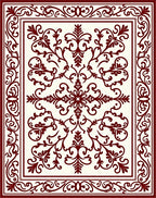 Ornate Scrollwork Botanical Pattern Rug