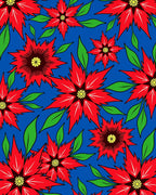 Bold Red Poinsettia Floral Rug