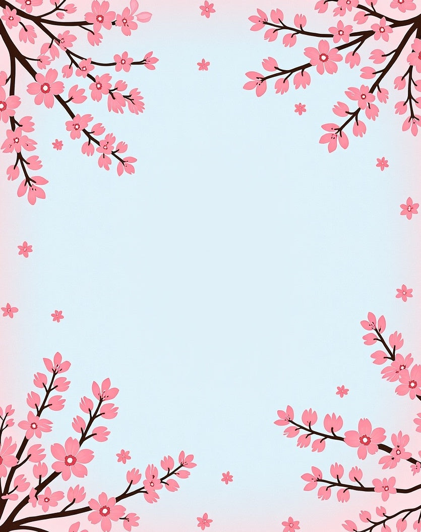 Pink Cherry Blossom Branch Design Rug