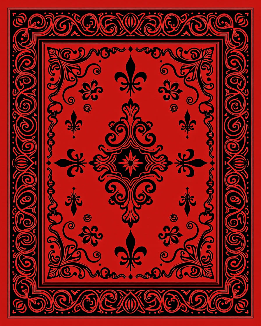 Crimson Regal Flourish Pattern Rug