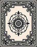 Elegant Black Cream Medallion Rug