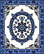 Azure Black Medallion Border Rug