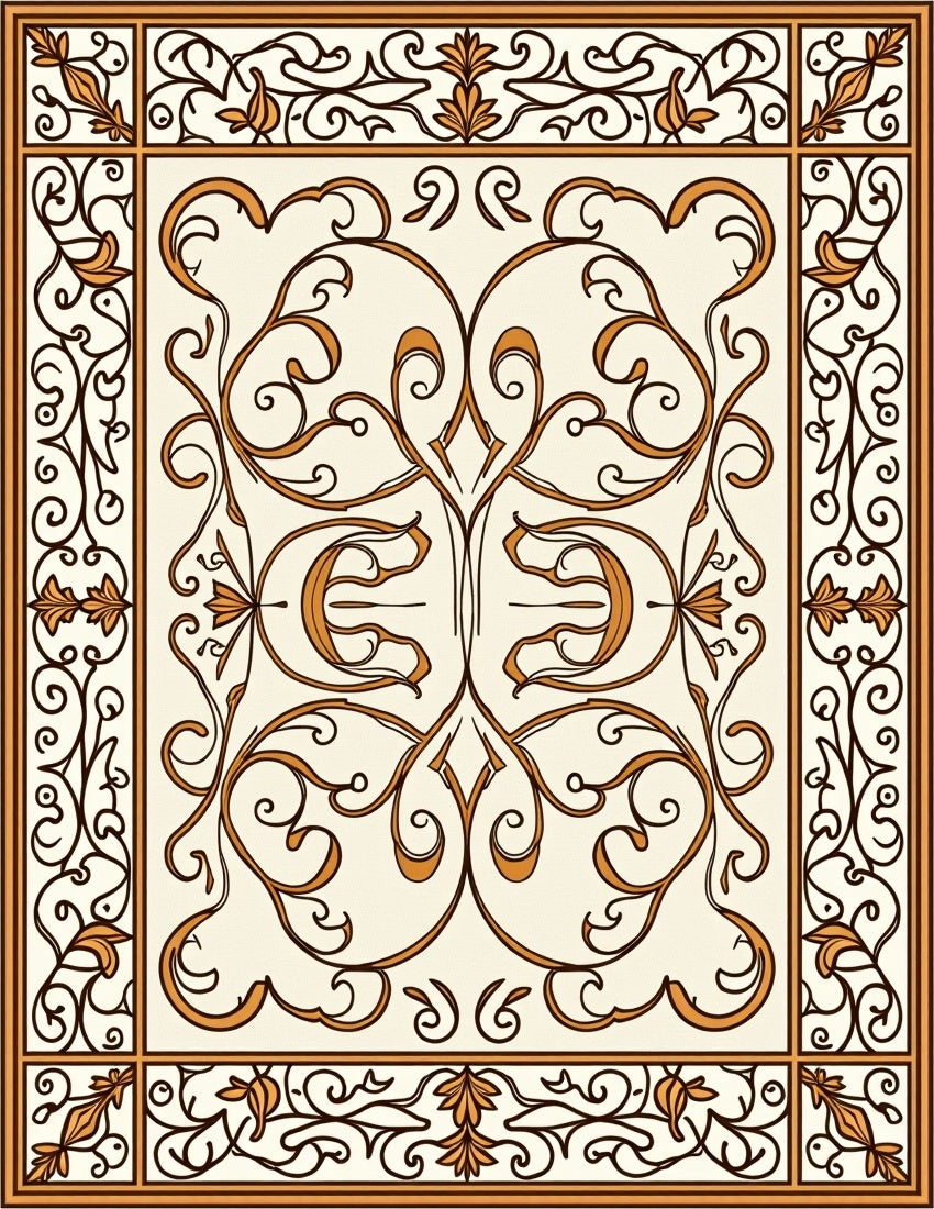 Elegant Floral Scrollwork Pattern Rug