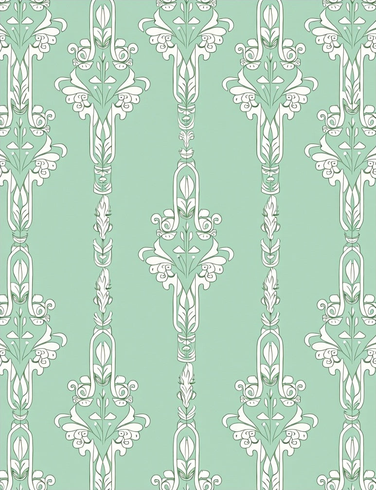 Art Nouveau Floral Scroll Pattern Rug