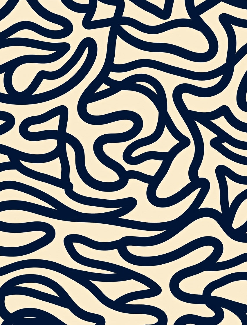 Abstract Navy Swirls Pattern Rug