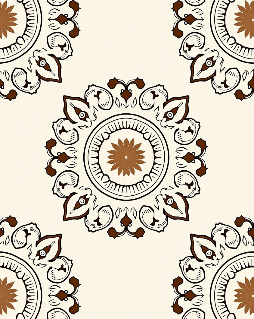 Circular Paisley Motif Pattern Rug