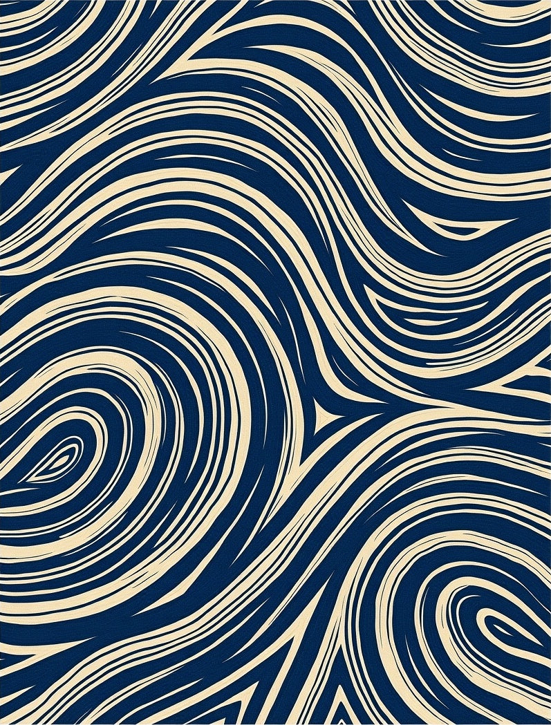 Abstract Swirl Blue Cream Pattern Rug