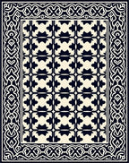 Classic Interlocking Tile Border Pattern Rug