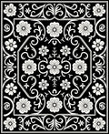 Classic Black White Floral Medallion Rug