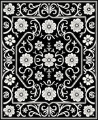 Classic Black White Floral Medallion Rug