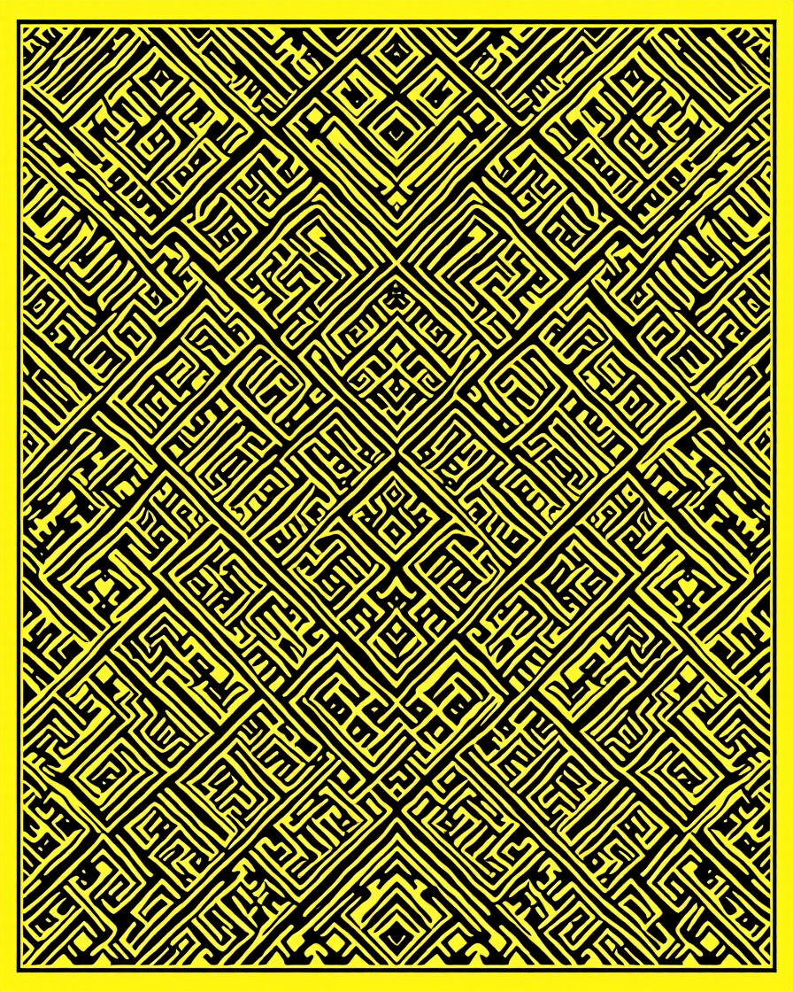 Bright Yellow Maze Patterned Rug