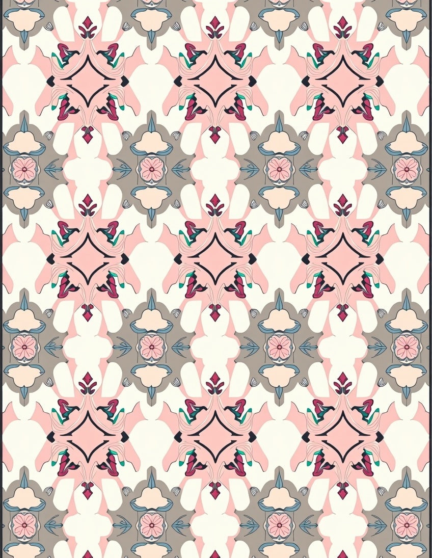 Pastel Floral Medallion Pattern Rug